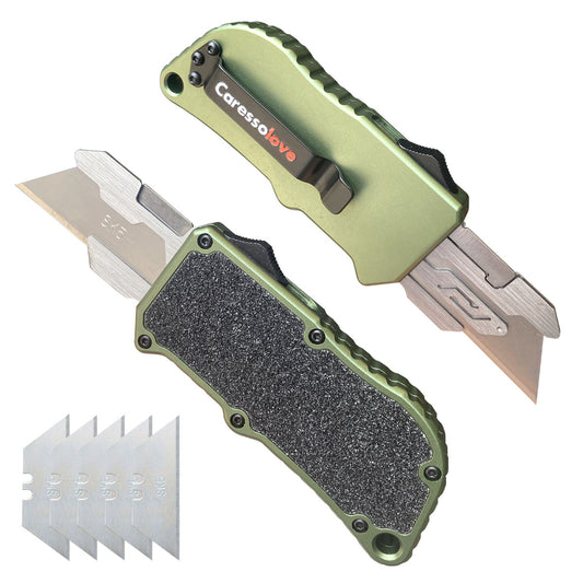 𝗖𝗮𝗿𝗲𝘀𝘀𝗼𝗹𝗼𝘃𝗲 𝗔𝘃𝗶𝗮𝘁𝗶𝗼𝗻 𝗔𝗹𝘂𝗺𝗶𝗻𝘂𝗺 utility knife, EDC Auto Box Cutters Retractable Heavy Duty Cardboard Cutter, Replaceable Blade Pocket Knife With Clip, With 5pcs Spare Blades