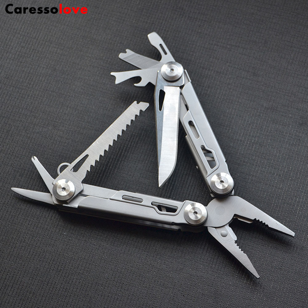 Caressolove Folding Multitool Pliers, With Survival Knife, Screwdriver, Saw, Utility Camping Gear Must Haves, Multifunctional Pocket Pliers, EDC Outdoor Hiking Multi Tool Sets For Men