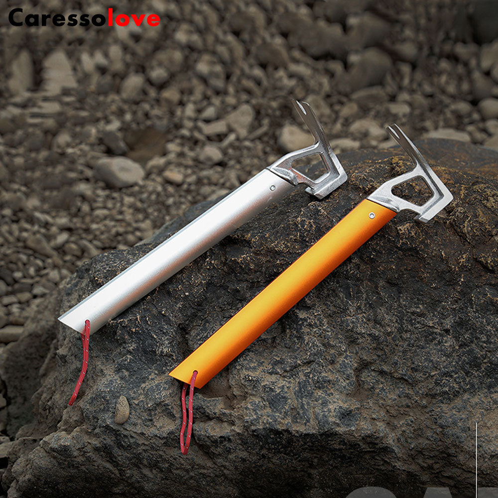 Caressolove Stainless Steel Camping Tent Hammer, Lightweight Camping Tent Hammer With Nail Puller & Aluminum Handle Ultralight Handle Suitable For Any Camping Site