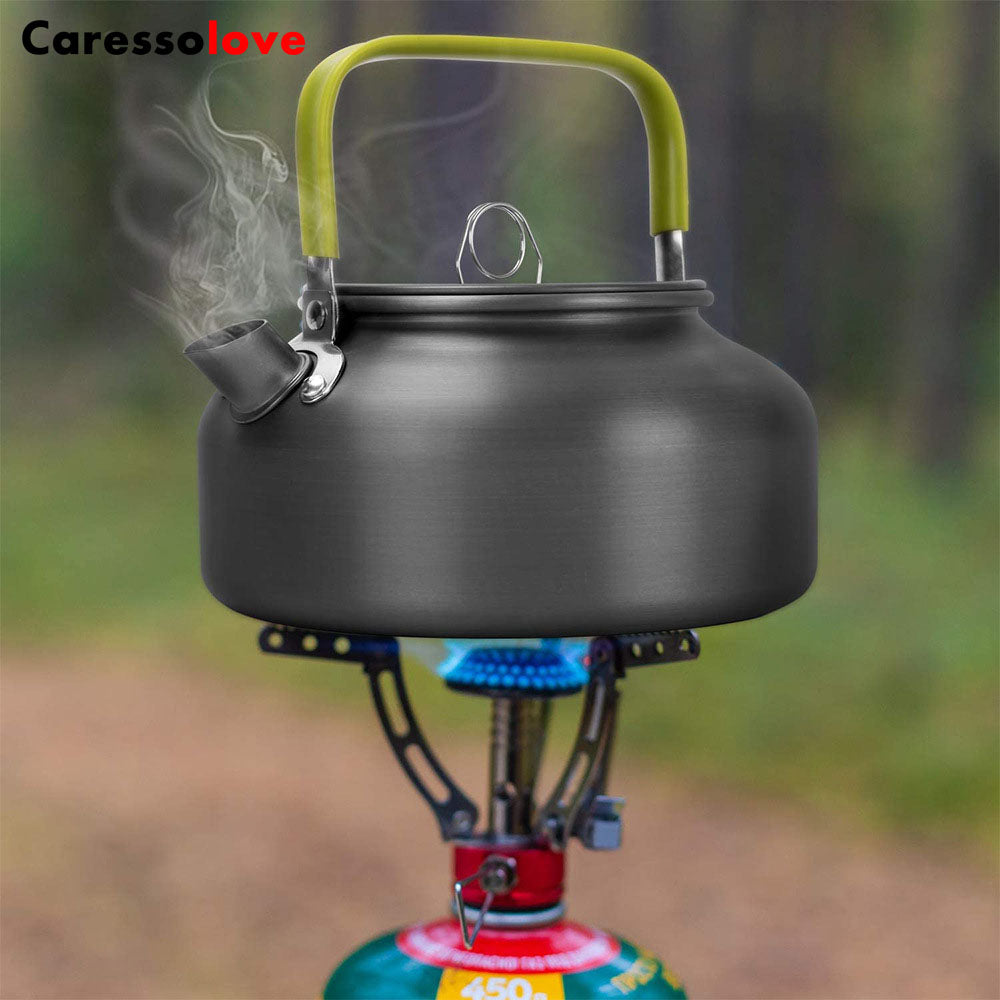 Caressolove 1.2L Outdoor Camping Kettle, Aluminum Water Pot for Outdoor Hiking Picnic Travel, Compact Lightweight Portable Coffee Tea Pot With Carrying Bag