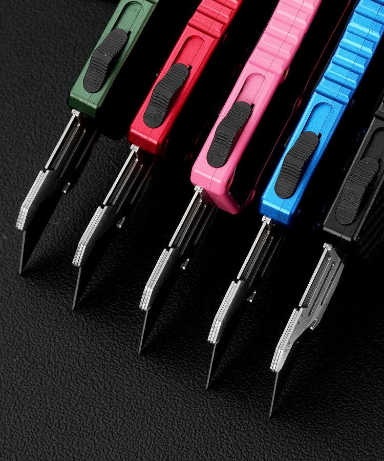 Caressolove Automatic Utility Knife, Blue Auto Retractable Box Cutter, Switch Blades Knife Push Button, Razor Blade Knife with 5PCS Blades