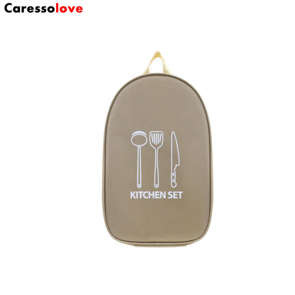 Caressolove Camping Cutlery Storage Bag, Large Capacity Anti Scratch Multiple Compartments Cooking Utensils Storage Portable Pouch For Travel