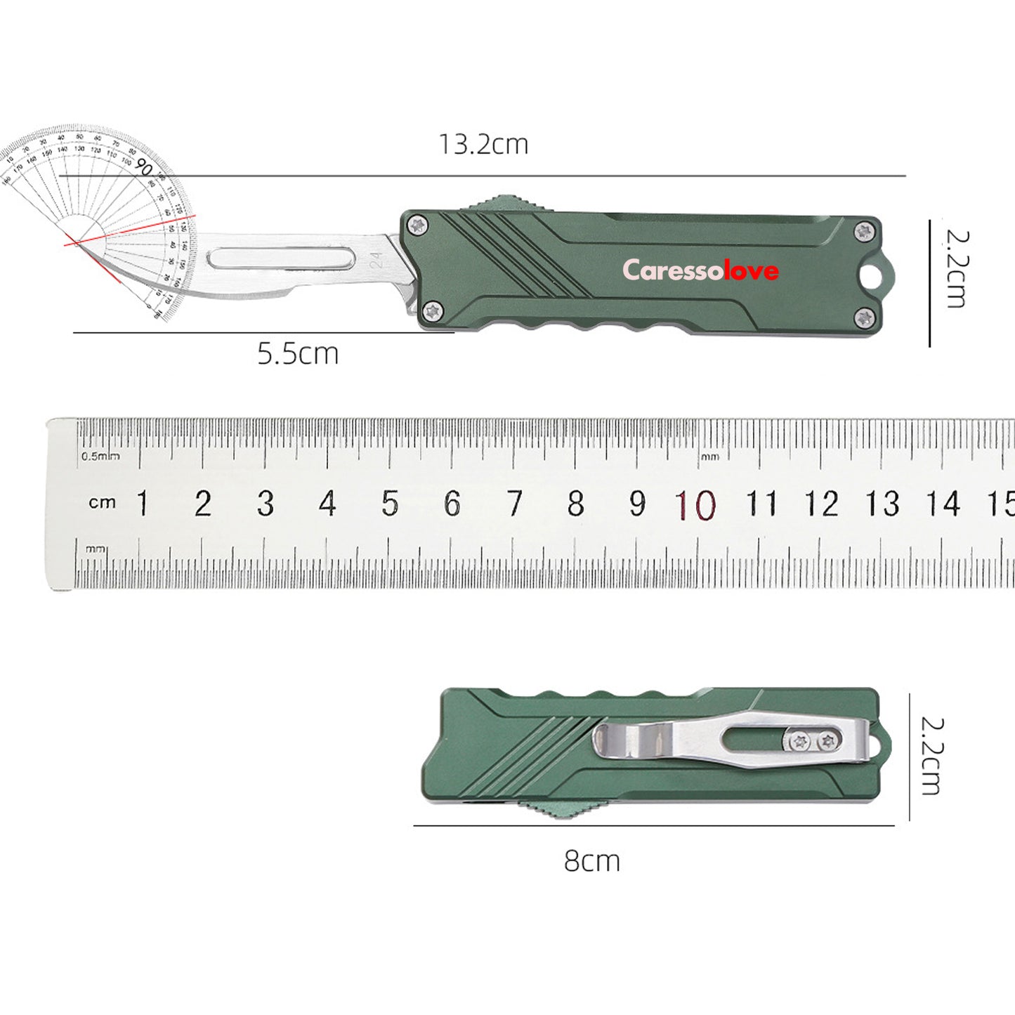 Caressolove EDC Retractable Scalpel Knife, All Metal Automatic Utility Knife Box Cutter for Cartons, Cardboard, Leather and Paper, with 10PCS #24 Blades