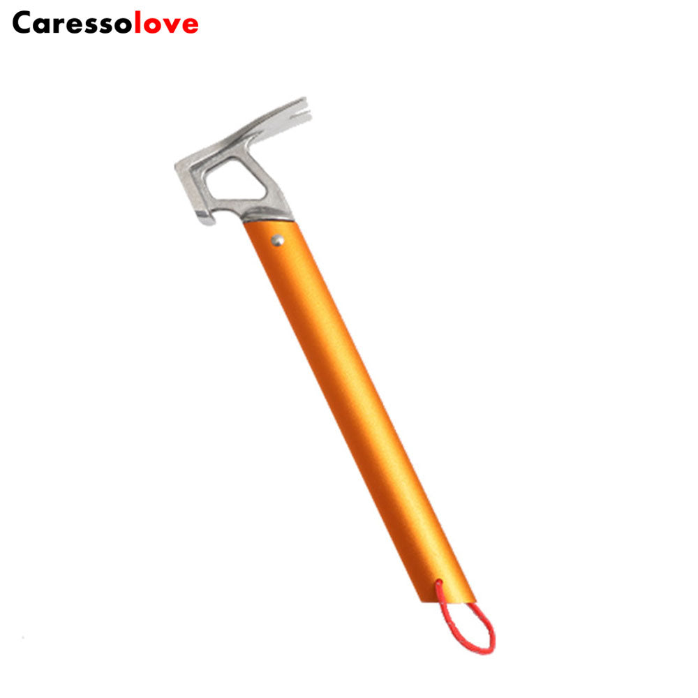 Caressolove Stainless Steel Camping Tent Hammer, Lightweight Camping Tent Hammer With Nail Puller & Aluminum Handle Ultralight Handle Suitable For Any Camping Site