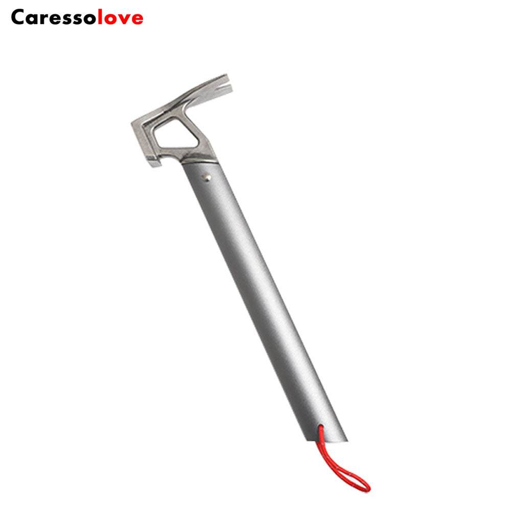 Caressolove Stainless Steel Camping Tent Hammer, Lightweight Camping Tent Hammer With Nail Puller & Aluminum Handle Ultralight Handle Suitable For Any Camping Site