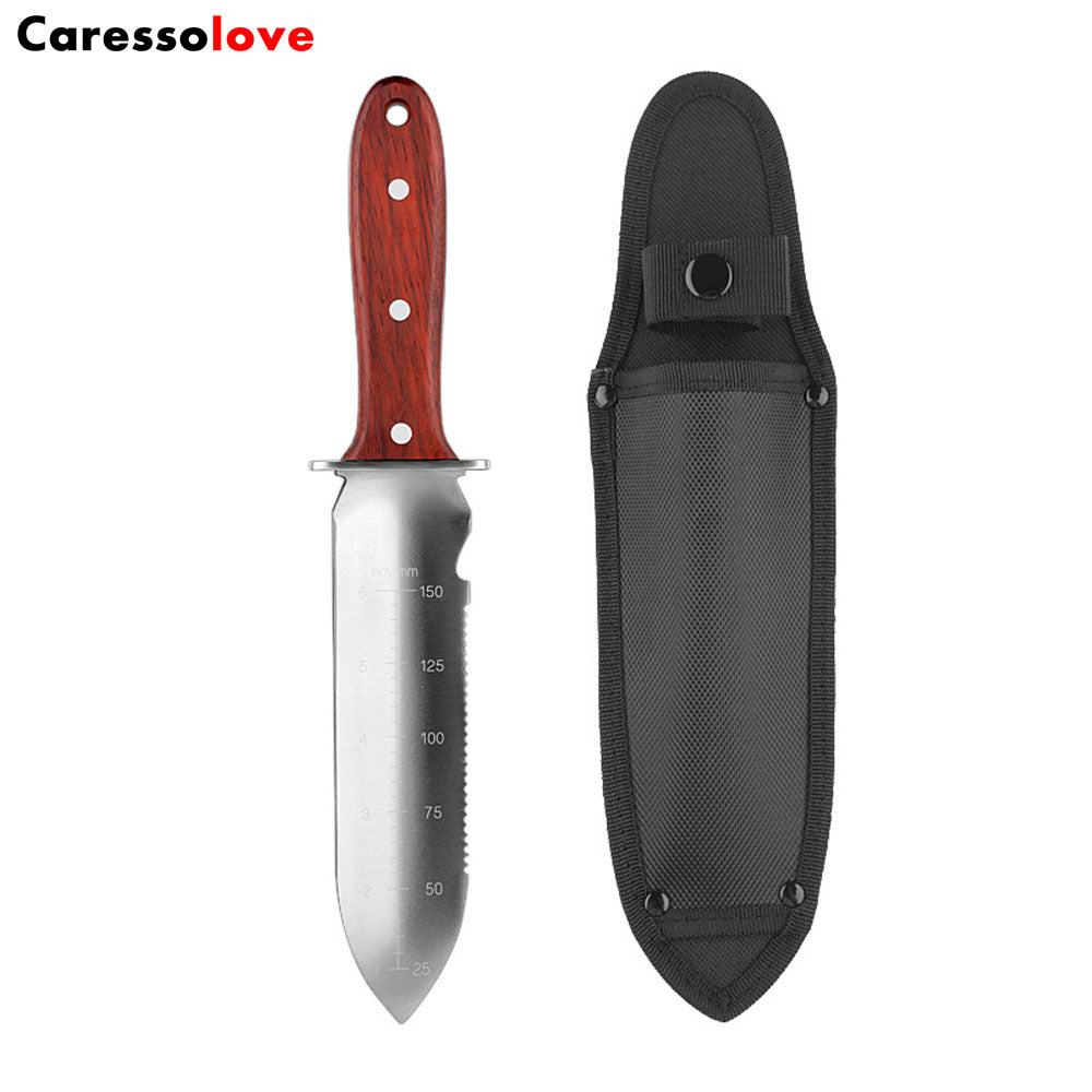Caressolove Garden Knife Garden Tools With Sheath For Weeding, Digging, Cutting And Planting， Full-Tang Wood Handle.